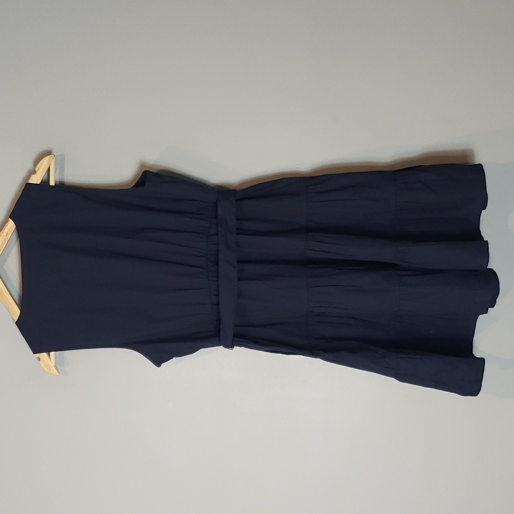 J. Crew Dress Navy Tiered Skirt Faux Wrap Sleeveless 14 New Preppy Classic 2023 - Picture 8 of 12